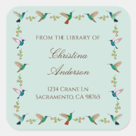 Kolibrie-exlibris Vierkante Sticker