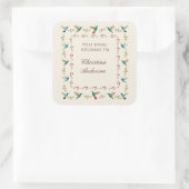 Kolibrie-exlibris Vierkante Sticker (Tas)
