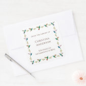 Kolibrie-exlibris Vierkante Sticker (Envelop)