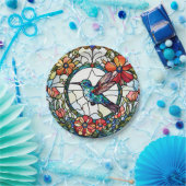 Kolibrie Faux Glas in lood Bird Papieren Bordje (Feest)