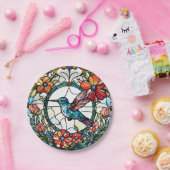 Kolibrie Faux Glas in lood Bird Papieren Bordje (Feest)