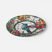Kolibrie Faux Glas in lood Bird Papieren Bordje (Gekanteld)