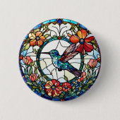 Kolibrie Faux Glas in lood Bird Ronde Button 5,7 Cm (Voorkant)