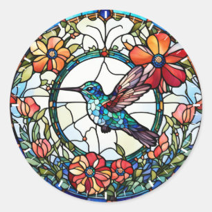 Kolibrie Faux Glas in lood Bird Ronde Sticker