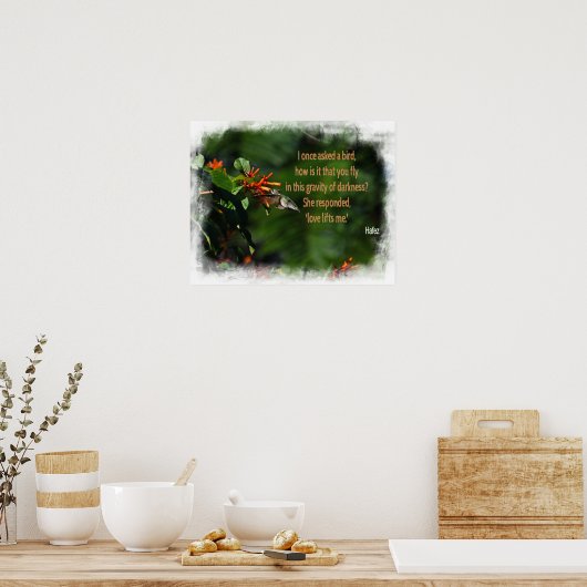 Kolibrie foto met Hafez citaat Poster (Keuken)