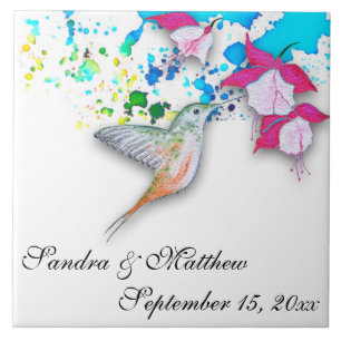 Kolibrie & Fuchsia Bruiloft Trivet/Onderzetter Tegeltje