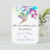 Kolibrie & Fuchsia Elegante bruiloft uitnodigingen (Staand voorkant)