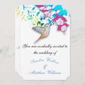 Kolibrie & Fuchsia Elegante bruiloft uitnodigingen (Voorkant / Achterkant)
