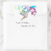 Kolibrie & Fuchsia gepersonaliseerde bruiloft Stic Vierkante Sticker (Tas)