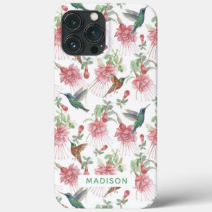 Kolibrie Fuchsia Waterverf Bloemstuk Persoonlijk Case-Mate iPhone Case