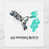 Kolibrie geometrisch wijn etiket (Enkel label)