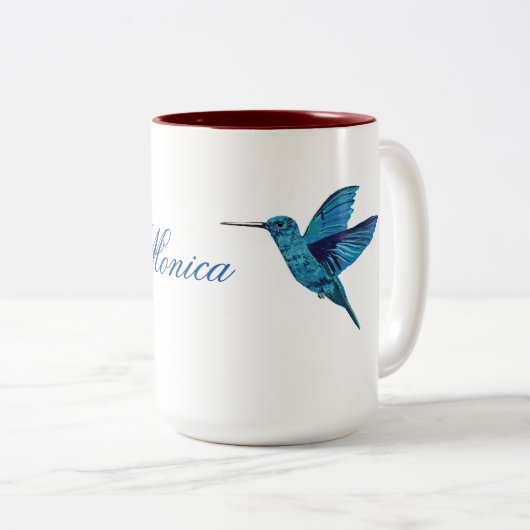Kolibrie gepersonaliseerd tweekleurige koffiemok (Voorkant rechts)