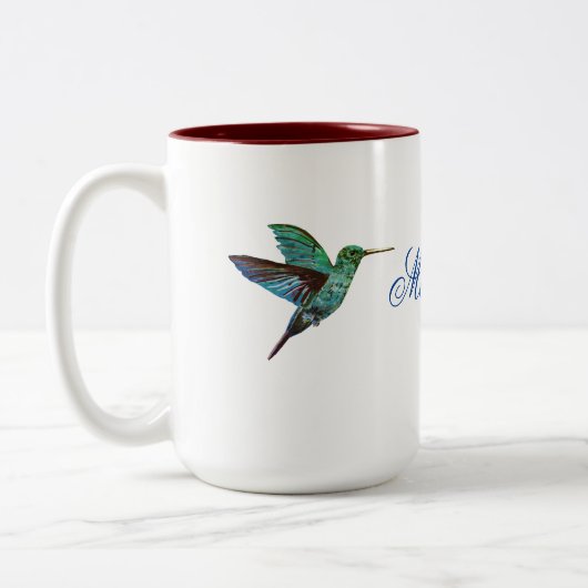 Kolibrie gepersonaliseerd tweekleurige koffiemok (Links)