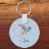 Kolibrie Gepersonaliseerde Blauwe Sleutelhanger (Voorkant)