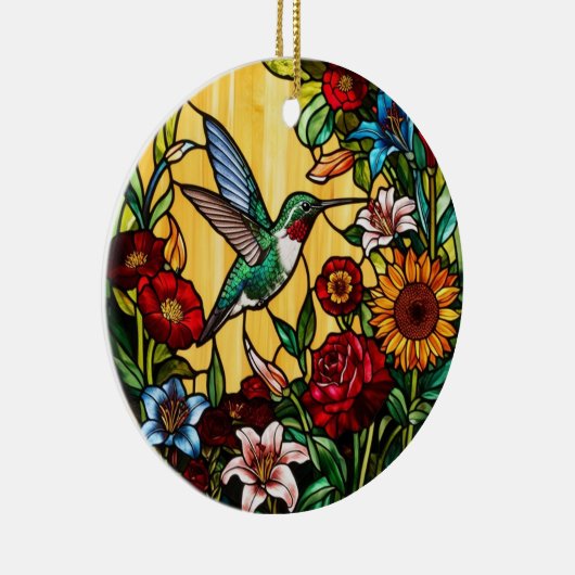 kolibrie Glas in lood Keramisch Ornament (Rechts)