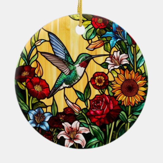 kolibrie Glas in lood Keramisch Ornament (Achterkant)