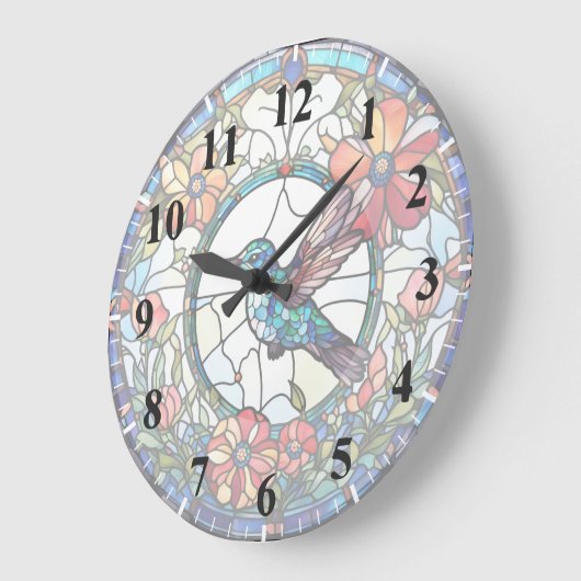 Kolibrie Glas in lood (met nummers) Vogel Grote Klok (Hoek)