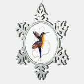 Kolibrie Gold Splash Tin Sneeuwvlok Ornament (Rechts)