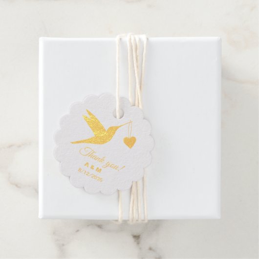  kolibrie goudfolie bedankjes labels (Met doos)