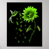 Kolibrie groen lint mentale gezondheid bewustzijn poster (Voorkant)