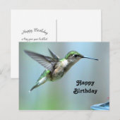 Kolibrie Groene Vlucht Foto Wilde Dieren Verjaarda Briefkaart (Voorkant / Achterkant)
