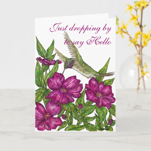 Kolibrie groet kaart (Gele Bloem)