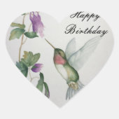 kolibrie Happy Birthday Waterverf Hart Sticker (Voorkant)