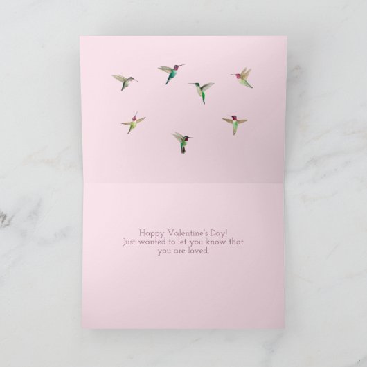 Kolibrie Hart Valentijnsdag Kaart (Binnen)