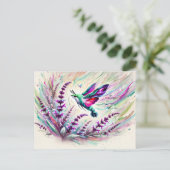 Kolibrie Hawk-Moth met Wijze in olieverfschilderij Briefkaart (Staand voorkant)