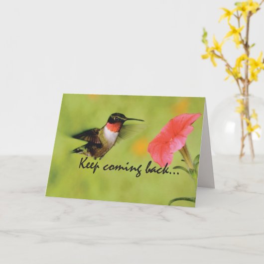 Kolibrie herstel aanmoediging kaart (Gele Bloem)