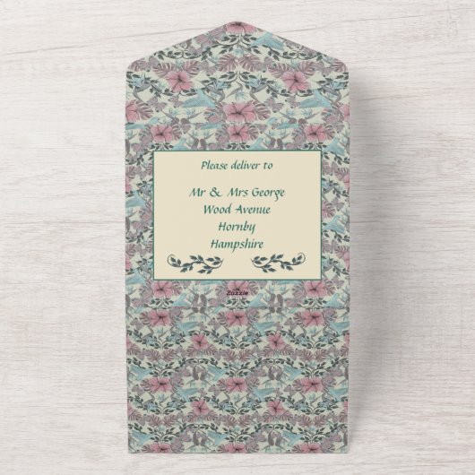 Kolibrie & Hibiscus All In One Uitnodiging (Buitenkant)