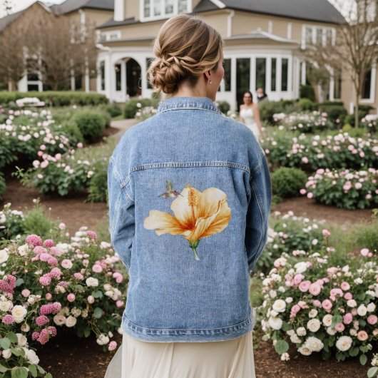 Kolibrie & Hibiscus Denim Jacket (Huwelijk Achterkant)