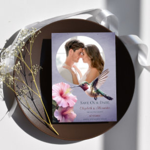 Kolibrie & Hibiscus Foto Sla de datum Paarse op Aankondiging