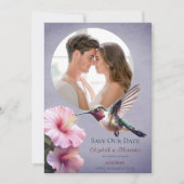 Kolibrie & Hibiscus Foto Sla de datum Paarse op Aankondiging (Voorkant)