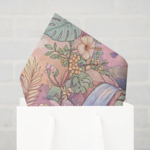 Kolibrie Hibiscus Waterval Opgewekt  Tissuepapier