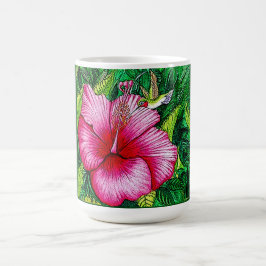 Kolibrie Hibiscus Waterverf schilderij Koffiemok