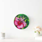 Kolibrie Hibiscus Waterverf schilderij Ronde Klok (Huis)