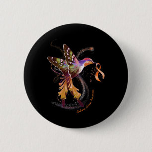 Kolibrie Houd Oranje lint van leukemie bewustzijn Ronde Button 5,7 Cm