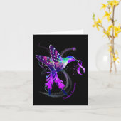 Kolibrie Houd Paarse Lint Overdosis Awareness Kaart (Gele Bloem)