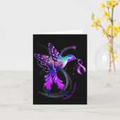 Kolibrie Houd Paarse Lint Overdosis Awareness Kaart (Gele Bloem)