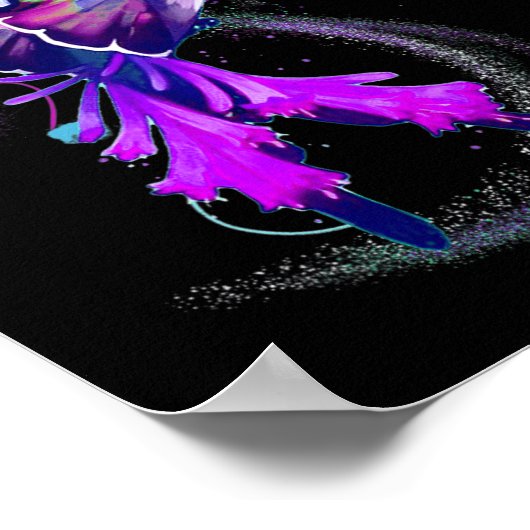 Kolibrie Houd Paarse Lint Overdosis Awareness Poster (Hoek)