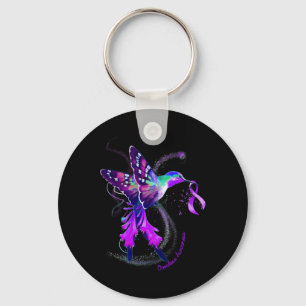Kolibrie Houd Paarse Lint Overdosis Awareness Sleutelhanger