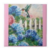 Kolibrie & Hydrangea bloemen Decoratieve Tegels Tegeltje (Voorkant)