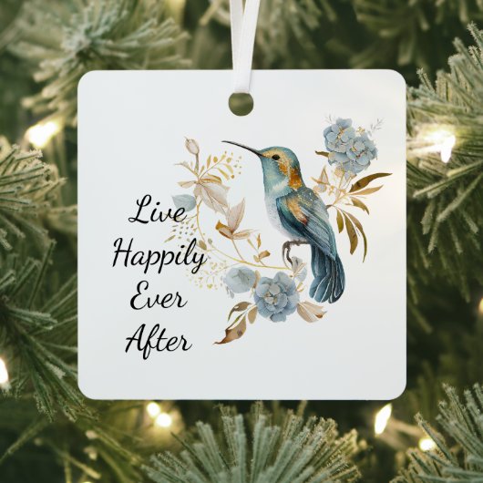 Kolibrie Hydrangea Bloemen Metalen Ornament (Insitu)