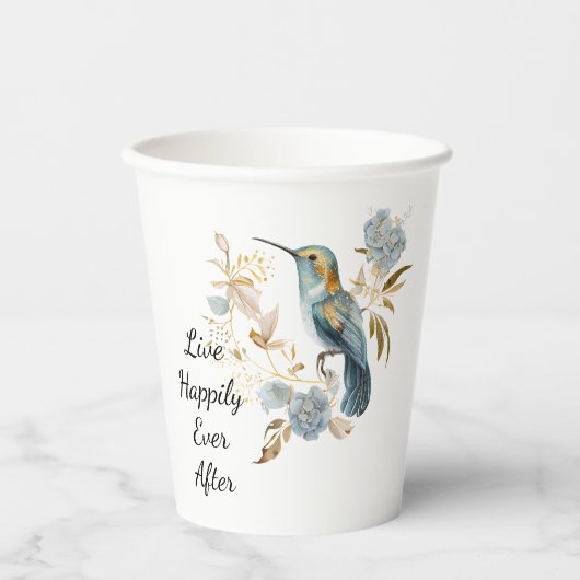 Kolibrie Hydrangea Bloemen Papieren Bekers (Voorkant)