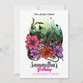 Kolibrie in bloei – Elegante bloemenverjaardag Kaart (Voorkant)