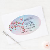 Kolibrie in Cherry Blossoms Promotie Ovale Sticker (Envelop)