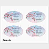 Kolibrie in Cherry Blossoms Promotie Ovale Sticker (Vel)
