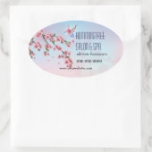 Kolibrie in Cherry Blossoms Promotie Ovale Sticker (Tas)