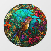 Kolibrie In de Bloemen Faux Gevlekt Raamsticker (Vel)